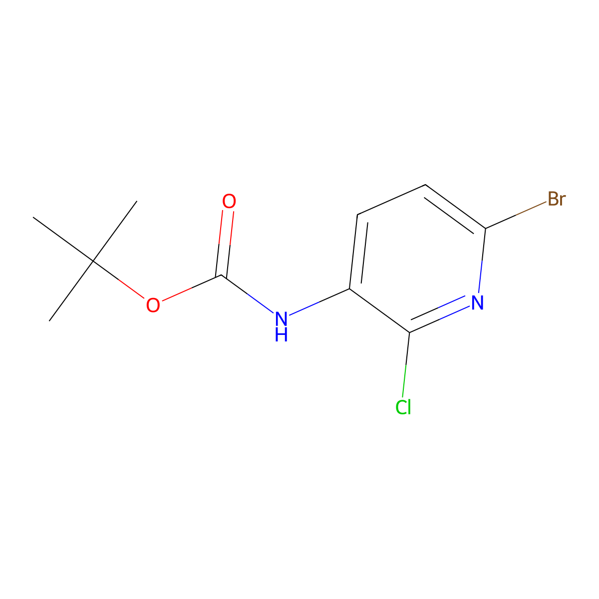 tert-butyl N-(6-bromo-2-chloropyridin-3-yl)carbamate molecular structure, CAS 2680784-42-1