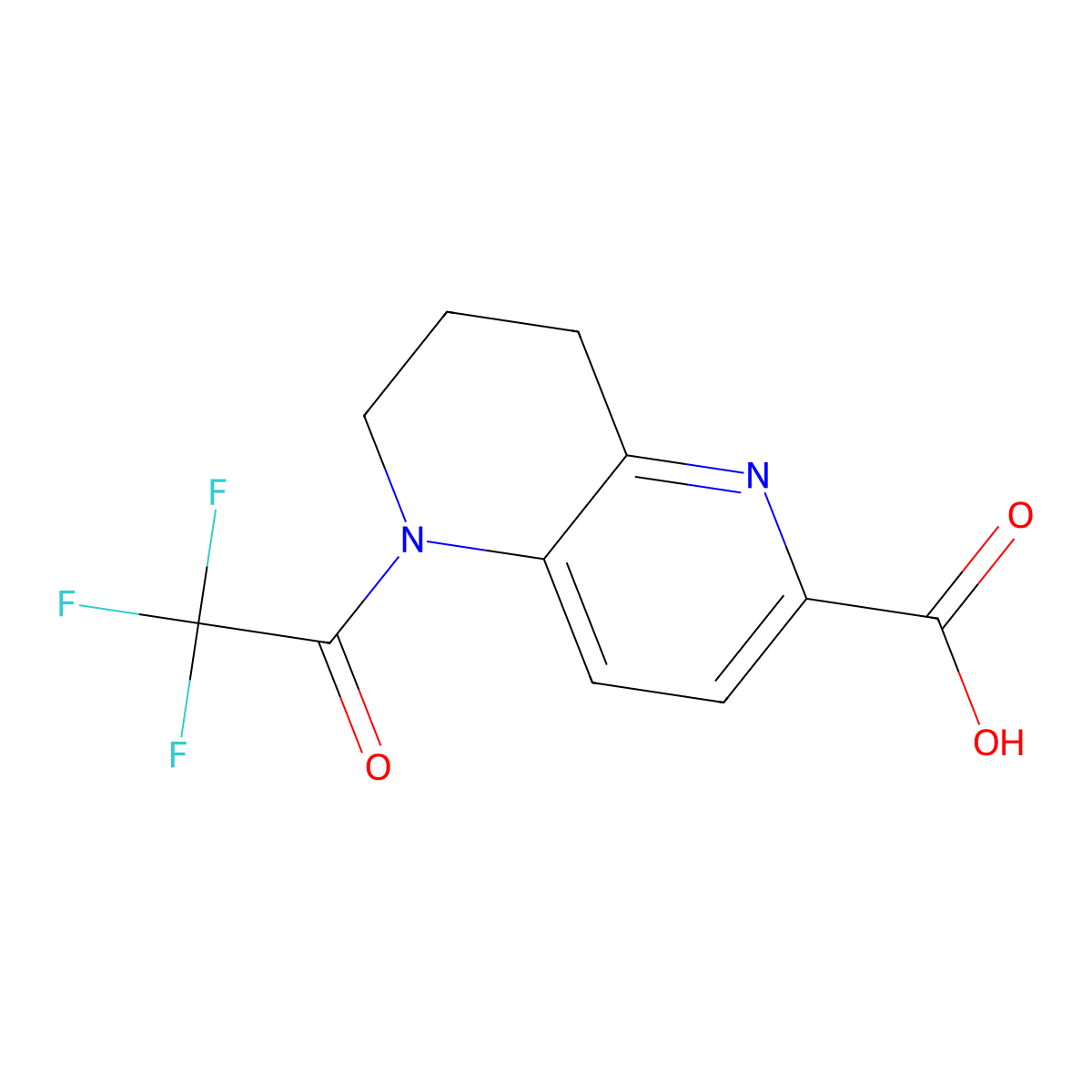 5-(2,2,2-Trifluoroacetyl)-5,6,7,8-tetrahydro-1,5-naphthyridine-2-carboxylic acid molecular structure, CAS 2680784-43-2