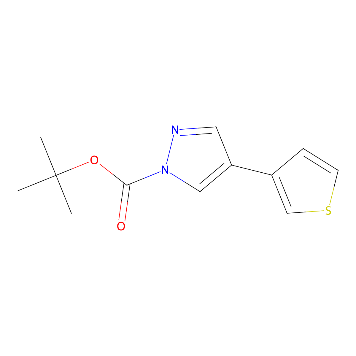 tert-butyl 4-(thiophen-3-yl)-1H-pyrazole-1-carboxylate molecular structure, CAS 2680784-51-2