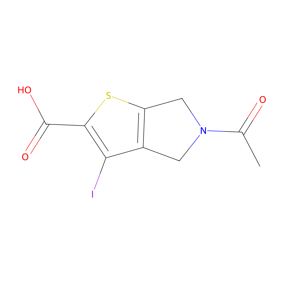 5-acetyl-3-iodo-4H,5H,6H-thieno[2,3-c]pyrrole-2-carboxylic acid molecular structure, CAS 2680784-52-3
