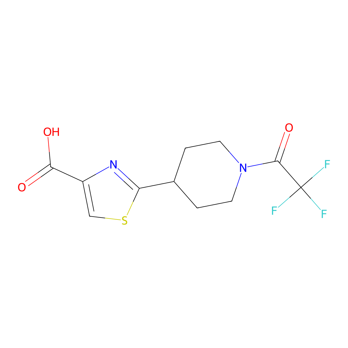 2-[1-(2,2,2-Trifluoroacetyl)piperidin-4-yl]-1,3-thiazole-4-carboxylic acid molecular structure, CAS 2680784-57-8
