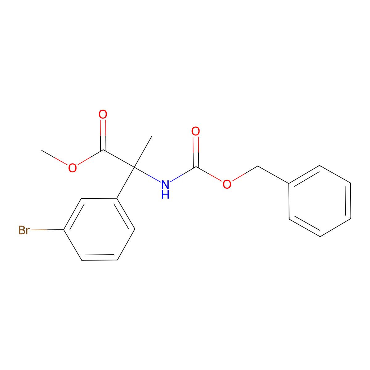 Methyl 2-{[(benzyloxy)carbonyl]amino}-2-(3-bromophenyl)propanoate molecular structure, CAS 2680784-73-8