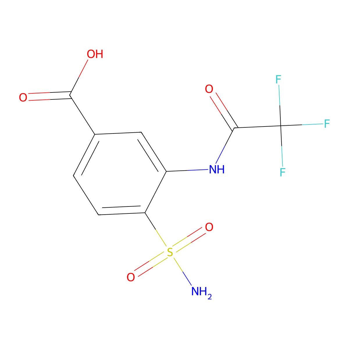 4-Sulfamoyl-3-(2,2,2-trifluoroacetamido)benzoic acid molecular structure, CAS 2680784-76-1