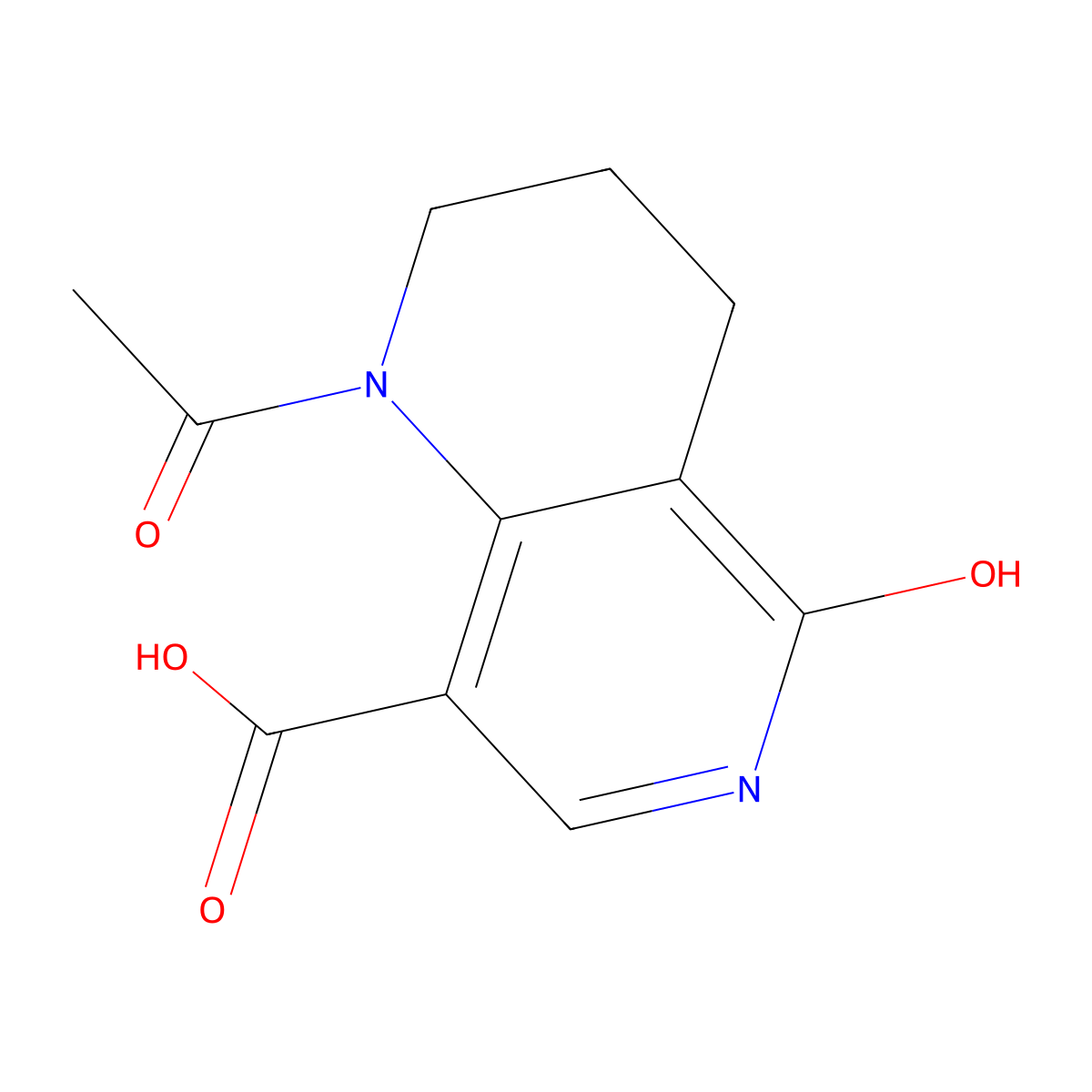 1-Acetyl-5-hydroxy-1,2,3,4-tetrahydro-1,6-naphthyridine-8-carboxylic acid molecular structure, CAS 2680784-84-1
