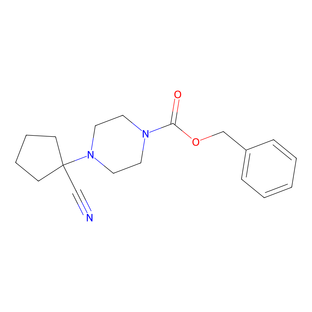 Benzyl 4-(1-cyanocyclopentyl)piperazine-1-carboxylate molecular structure, CAS 2680784-88-5