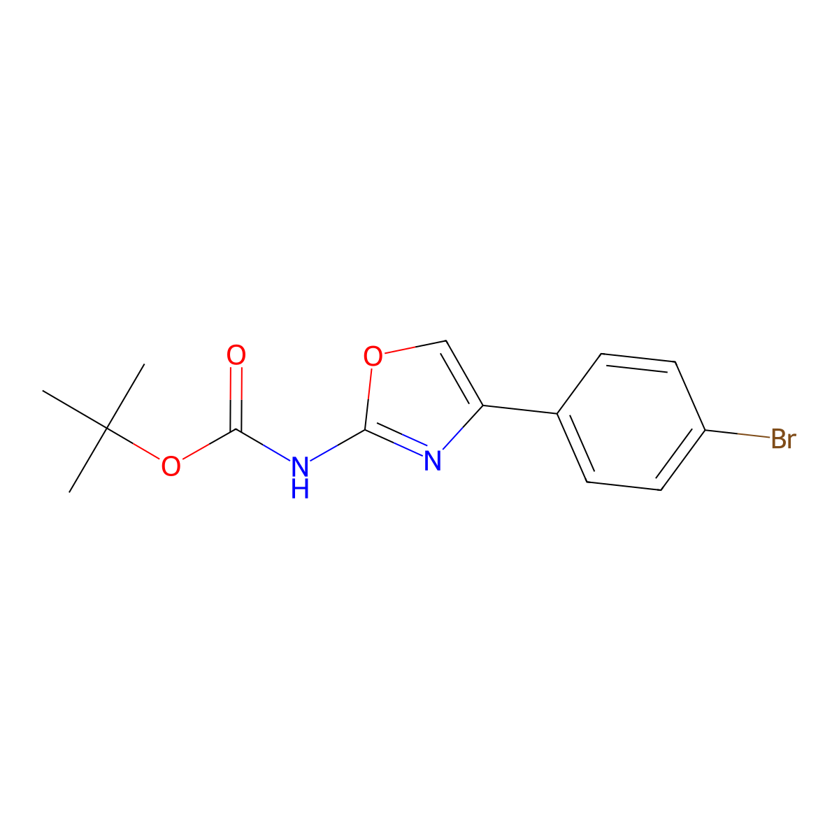 tert-butyl N-[4-(4-bromophenyl)-1,3-oxazol-2-yl]carbamate molecular structure, CAS 2680784-91-0