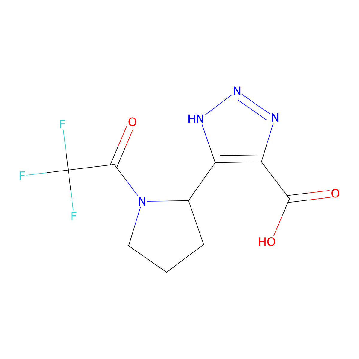 5-[1-(2,2,2-trifluoroacetyl)pyrrolidin-2-yl]-1H-1,2,3-triazole-4-carboxylic acid molecular structure, CAS 2680784-95-4