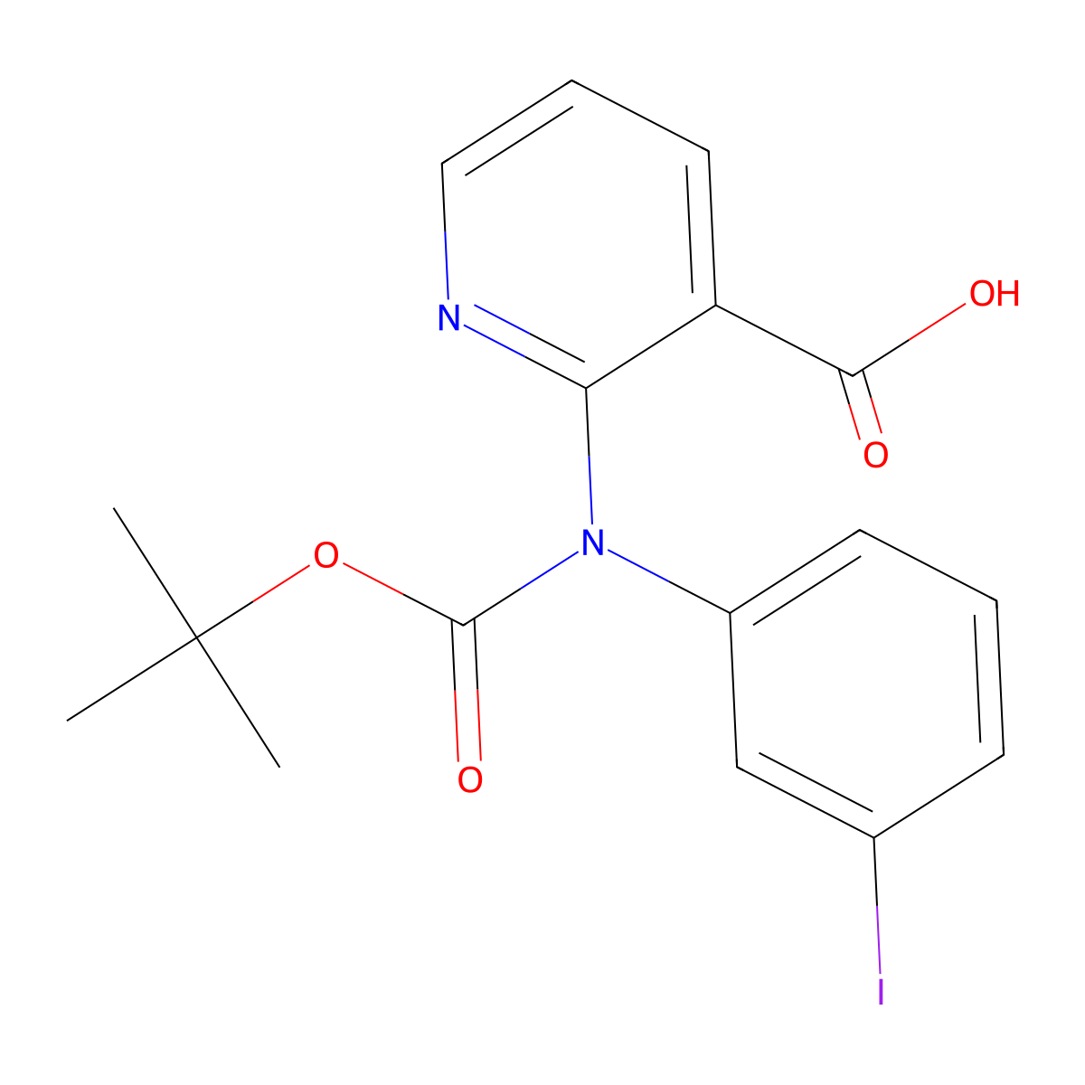 2-{[(Tert-butoxy)carbonyl](3-iodophenyl)amino}pyridine-3-carboxylic acid molecular structure, CAS 2680784-98-7