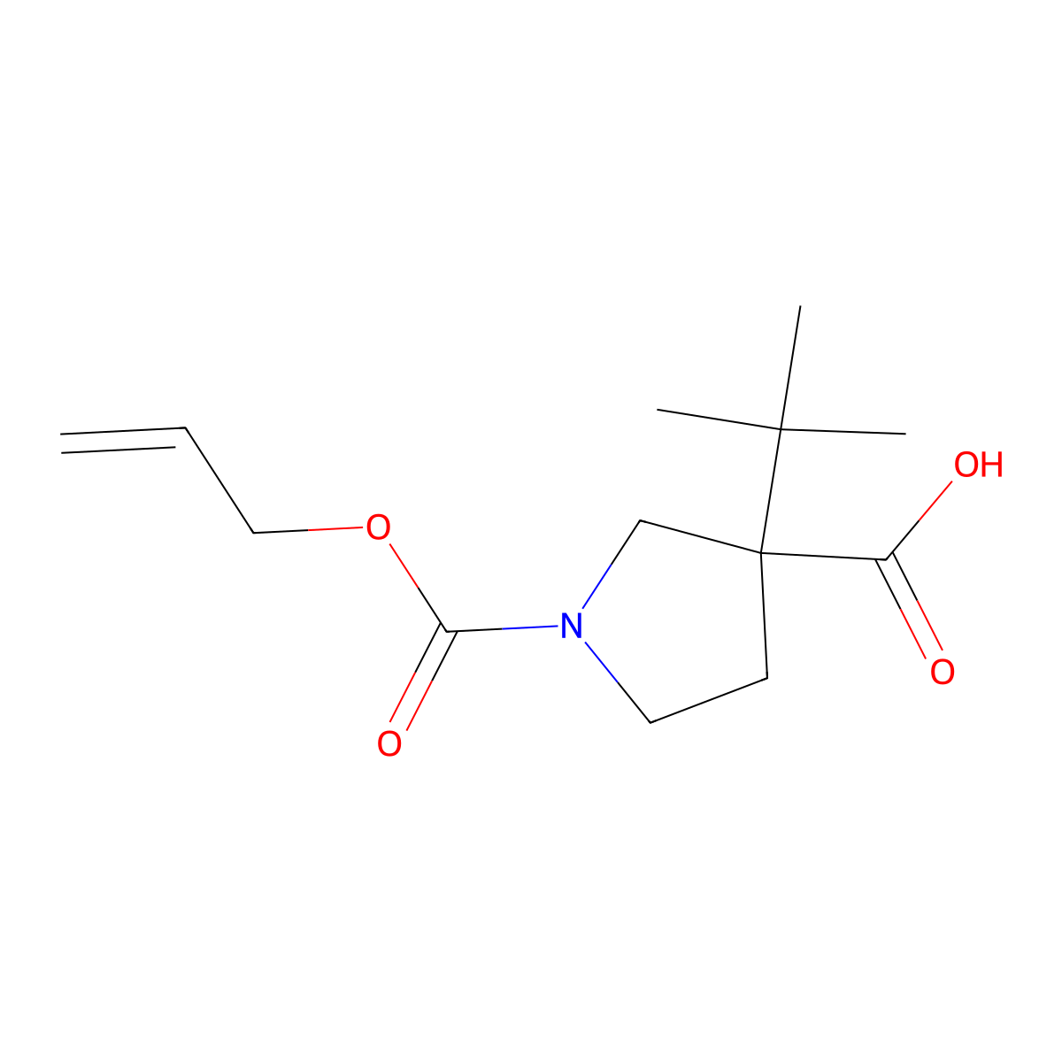 3-Tert-butyl-1-[(prop-2-en-1-yloxy)carbonyl]pyrrolidine-3-carboxylic acid molecular structure, CAS 2680785-00-4