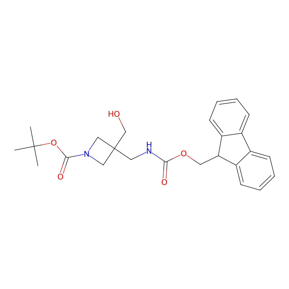 tert-butyl 3-[({[(9H-fluoren-9-yl)methoxy]carbonyl}amino)methyl]-3-(hydroxymethyl)azetidine-1-carboxylate molecular structure, CAS 2680785-05-9