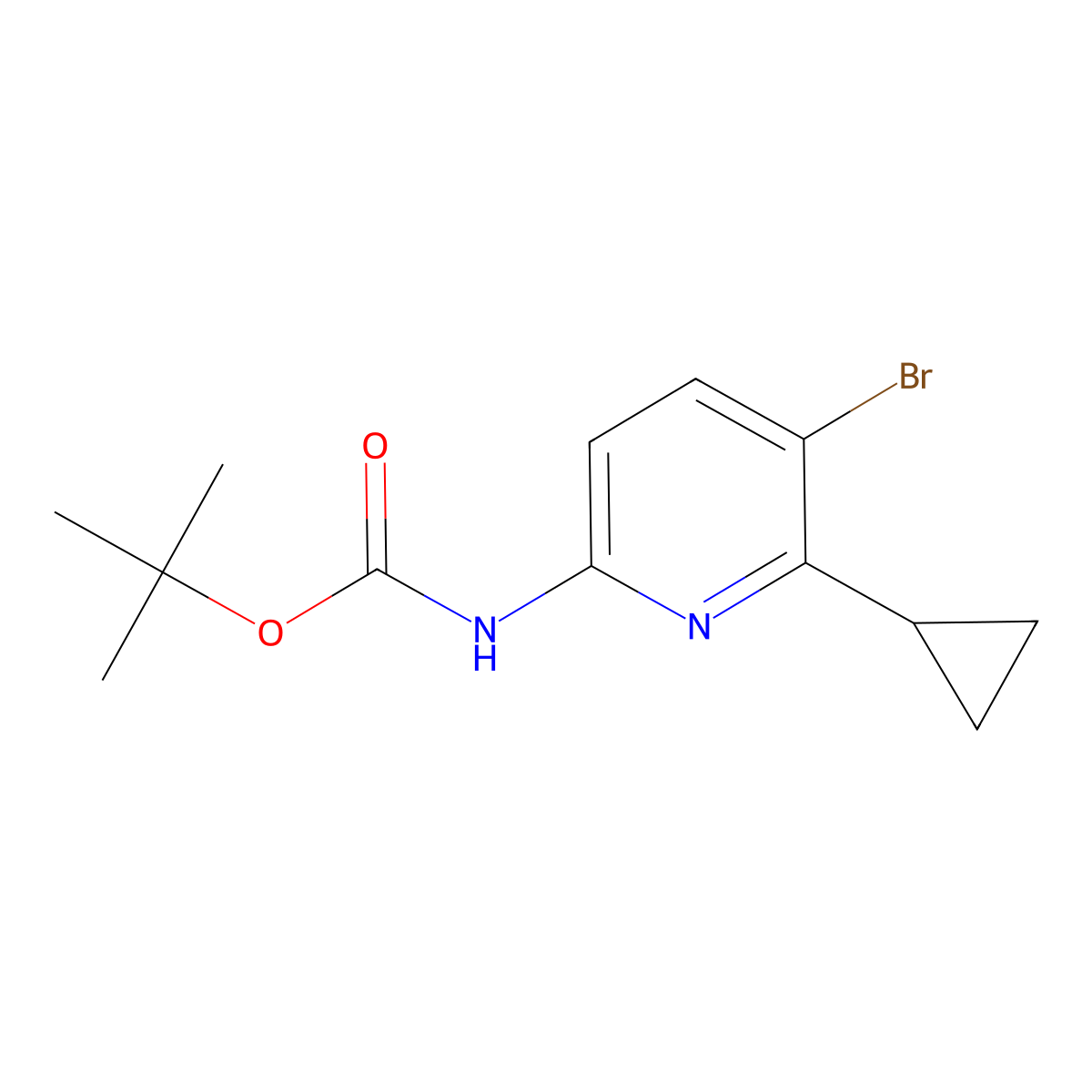 tert-butyl N-(5-bromo-6-cyclopropylpyridin-2-yl)carbamate molecular structure, CAS 2680785-14-0