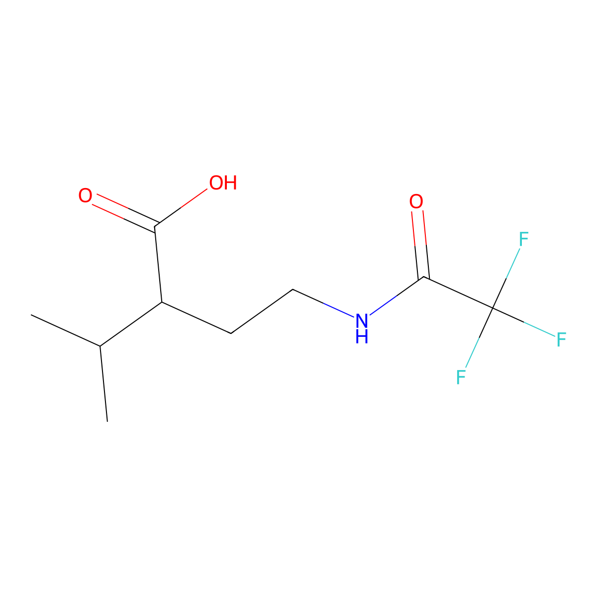 3-Methyl-2-[2-(trifluoroacetamido)ethyl]butanoic acid molecular structure, CAS 2680785-15-1