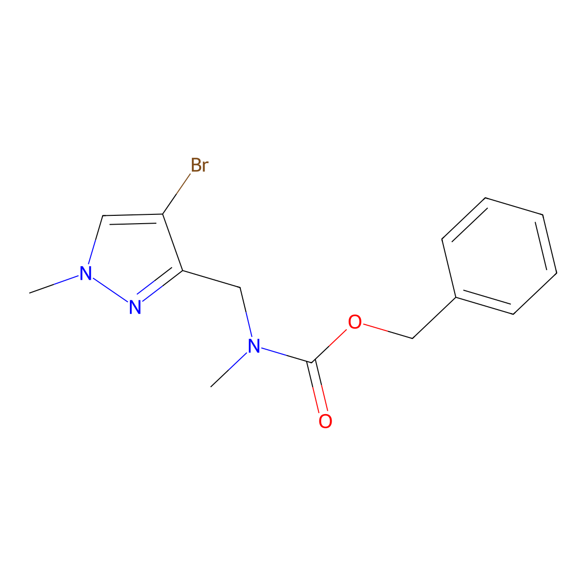 benzyl N-[(4-bromo-1-methyl-1H-pyrazol-3-yl)methyl]-N-methylcarbamate molecular structure, CAS 2680785-22-0