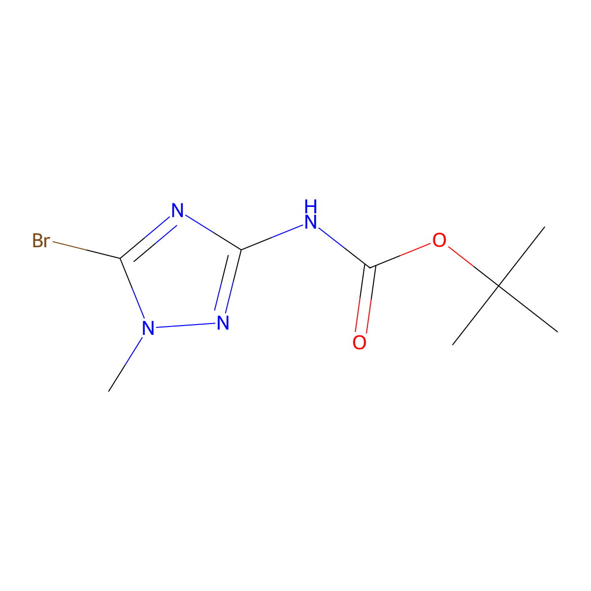 tert-butyl N-(5-bromo-1-methyl-1H-1,2,4-triazol-3-yl)carbamate molecular structure, CAS 2680785-27-5