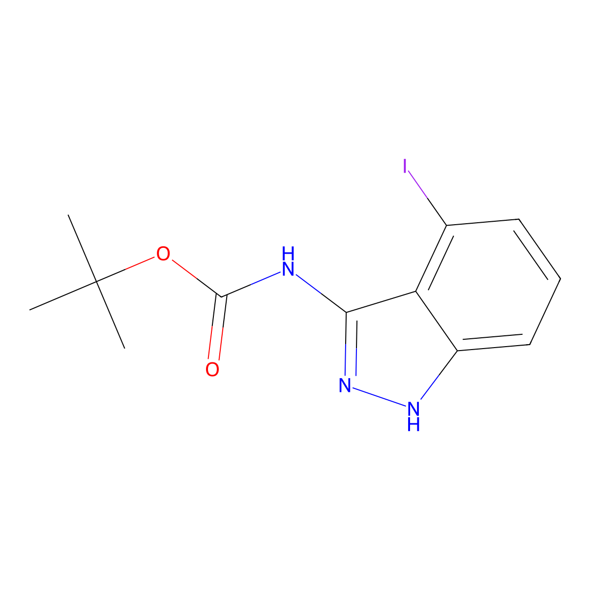 tert-butyl N-(4-iodo-1H-indazol-3-yl)carbamate molecular structure, CAS 2680785-28-6