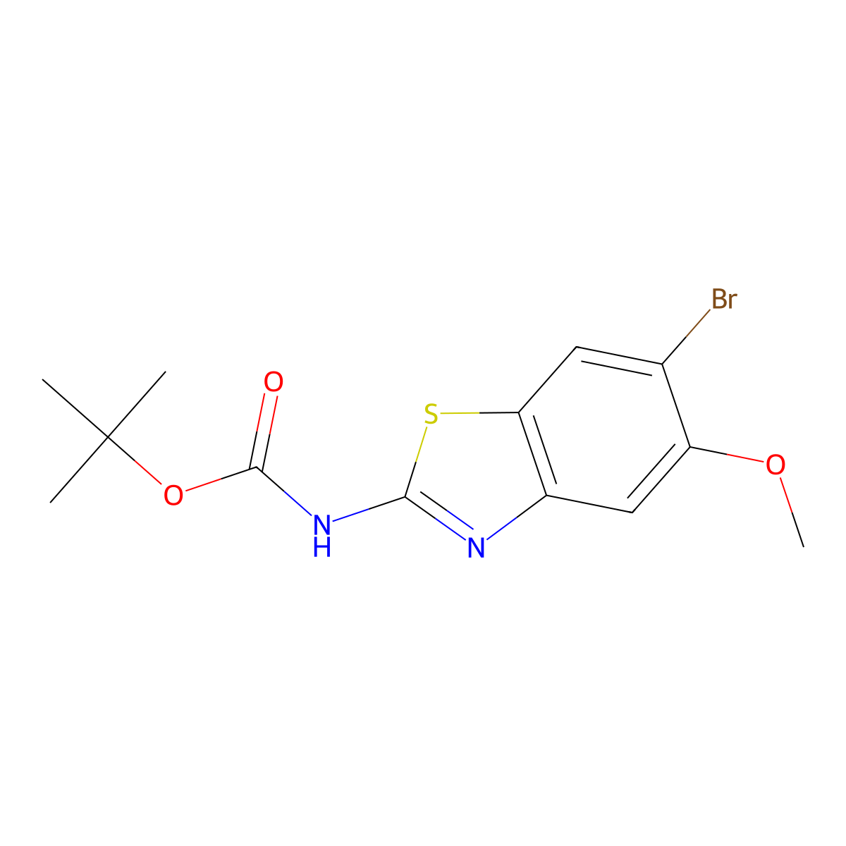 tert-butyl N-(6-bromo-5-methoxy-1,3-benzothiazol-2-yl)carbamate molecular structure, CAS 2680785-31-1