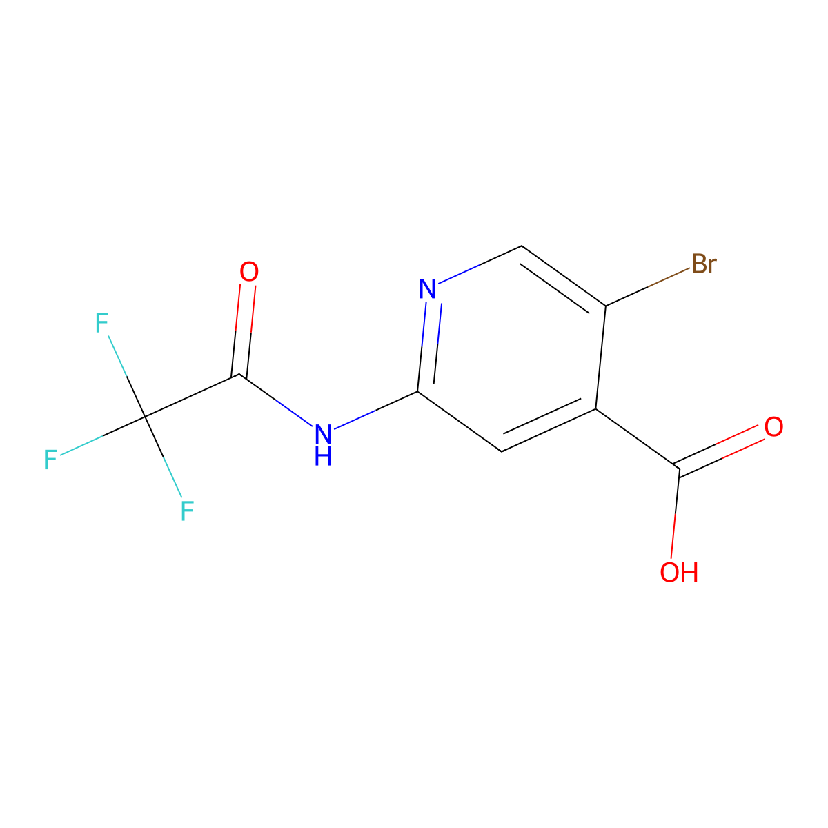 5-Bromo-2-(2,2,2-trifluoroacetamido)pyridine-4-carboxylic acid molecular structure, CAS 2680785-35-5