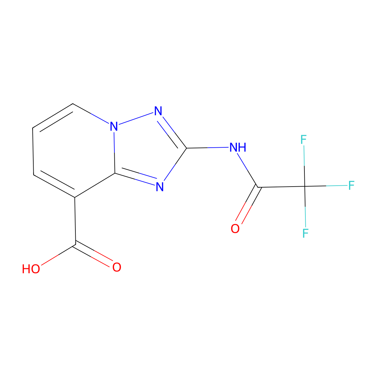 2-(2,2,2-Trifluoroacetamido)-[1,2,4]triazolo[1,5-a]pyridine-8-carboxylic acid molecular structure, CAS 2680785-36-6