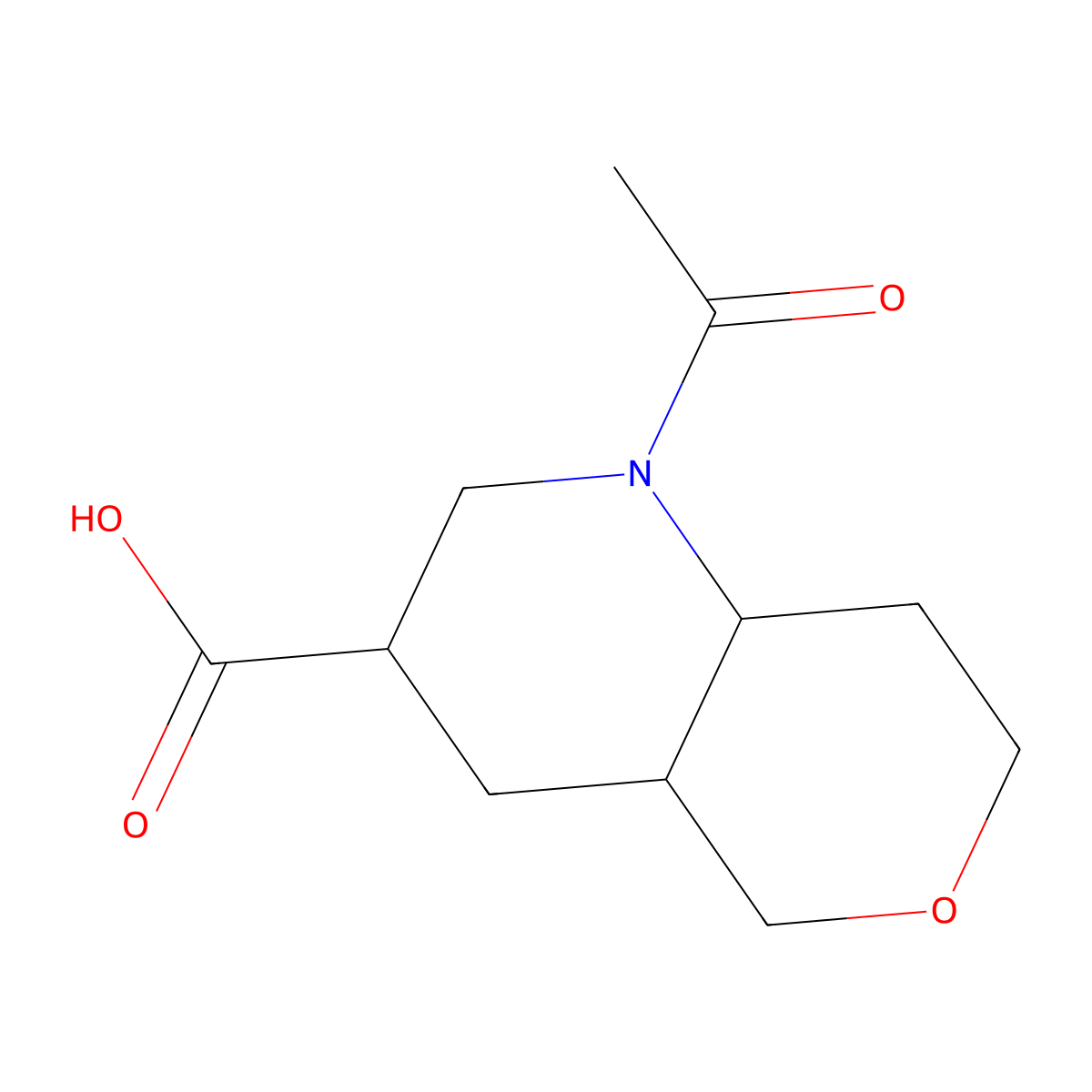 1-acetyl-octahydro-1H-pyrano[4,3-b]pyridine-3-carboxylic acid molecular structure, CAS 2680785-39-9