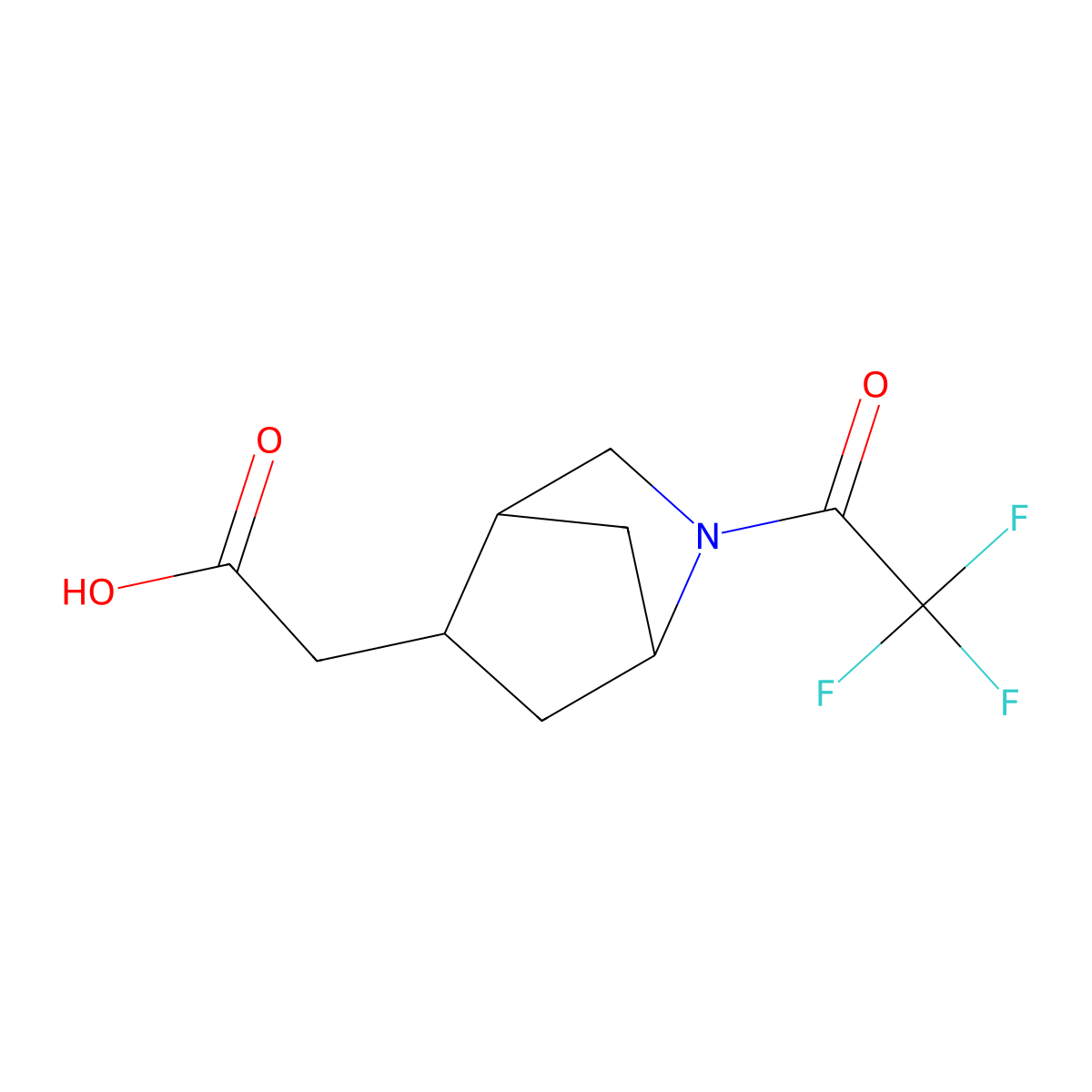 2-[2-(2,2,2-Trifluoroacetyl)-2-azabicyclo[2.2.1]heptan-5-yl]acetic acid molecular structure, CAS 2680785-50-4