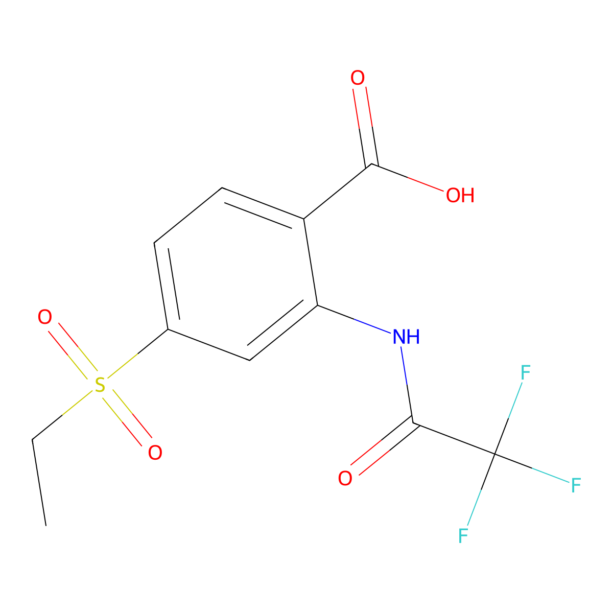 4-(Ethanesulfonyl)-2-(2,2,2-trifluoroacetamido)benzoic acid molecular structure, CAS 2680785-51-5
