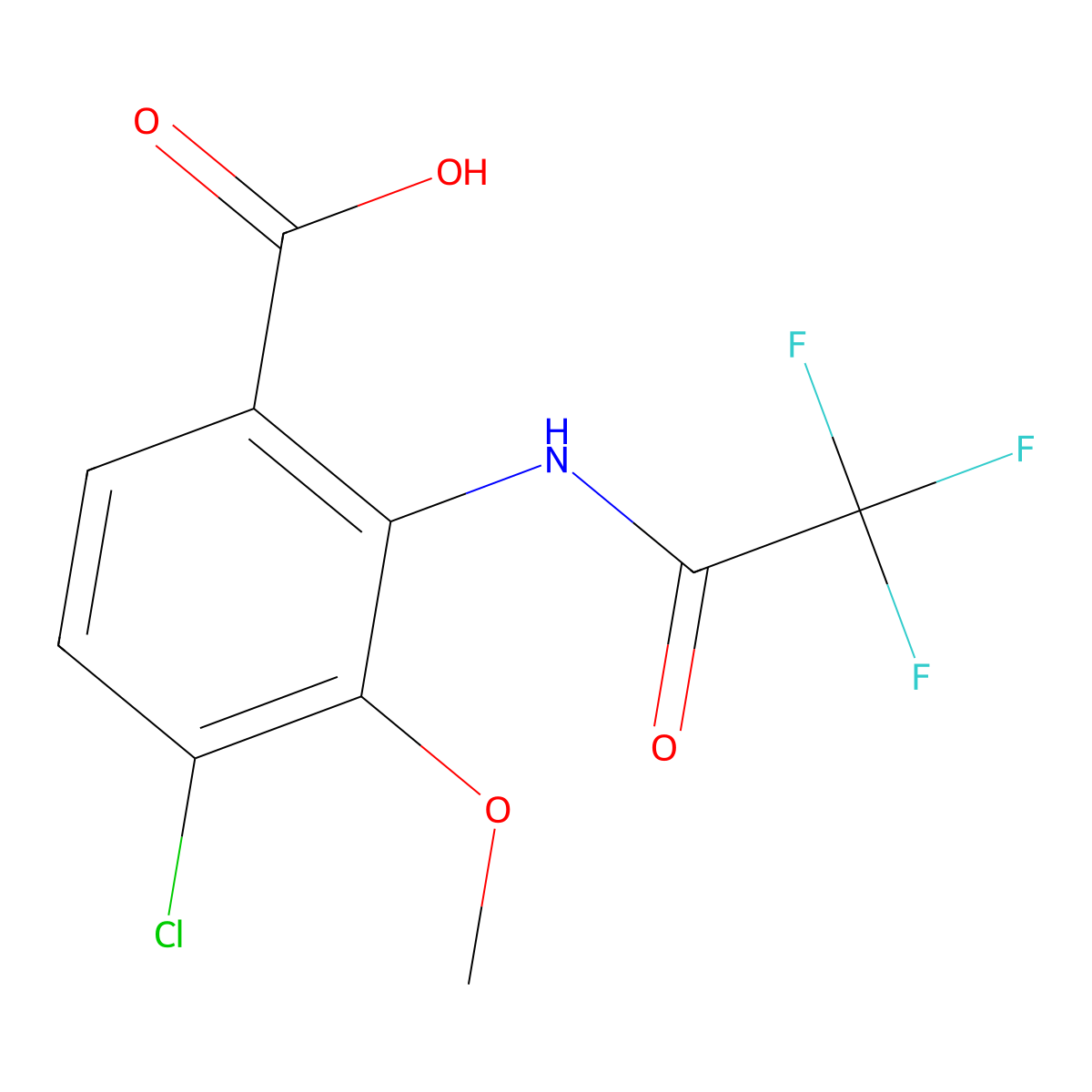 4-Chloro-3-methoxy-2-(2,2,2-trifluoroacetamido)benzoic acid molecular structure, CAS 2680785-55-9