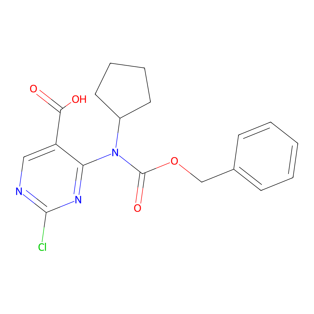 4-{[(Benzyloxy)carbonyl](cyclopentyl)amino}-2-chloropyrimidine-5-carboxylic acid molecular structure, CAS 2680785-60-6