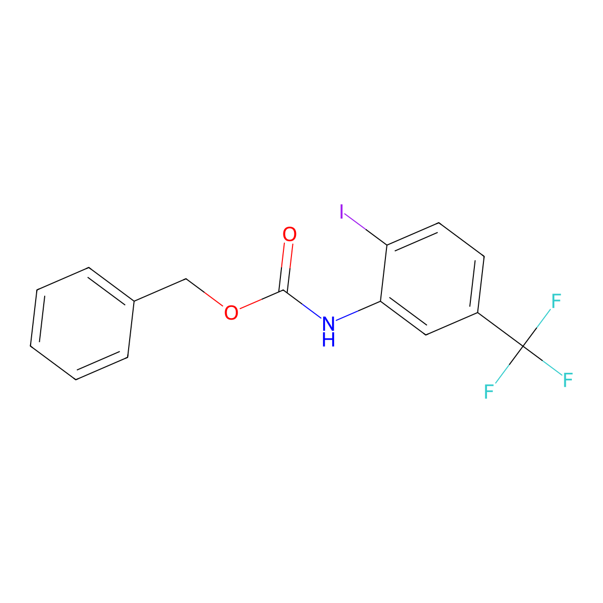benzyl N-[2-iodo-5-(trifluoromethyl)phenyl]carbamate molecular structure, CAS 2680785-62-8