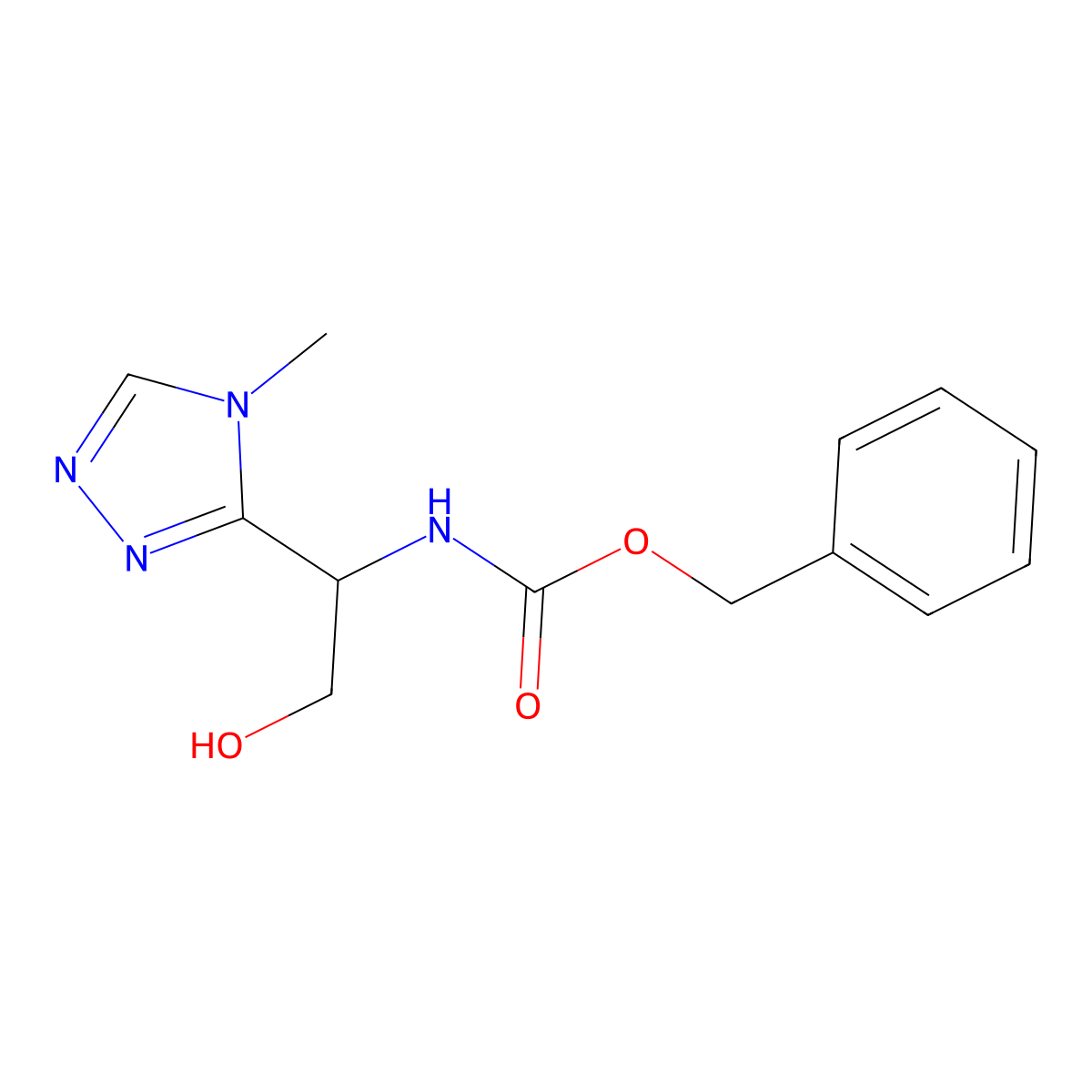 benzyl N-[2-hydroxy-1-(4-methyl-4H-1,2,4-triazol-3-yl)ethyl]carbamate molecular structure, CAS 2680785-63-9