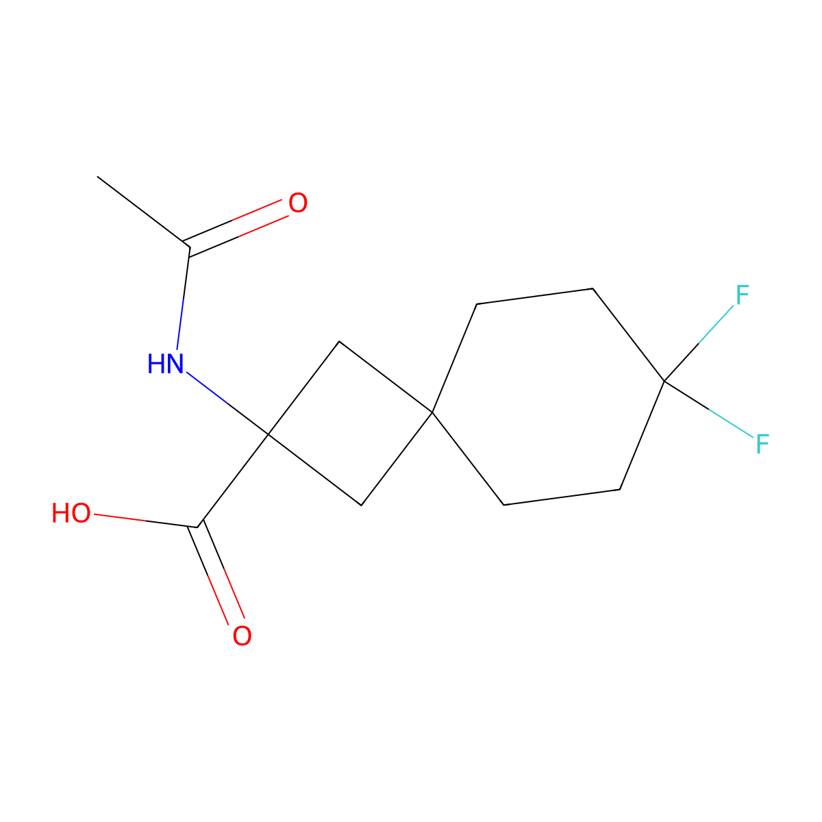 2-Acetamido-7,7-difluorospiro[3.5]nonane-2-carboxylic acid molecular structure, CAS 2680785-64-0