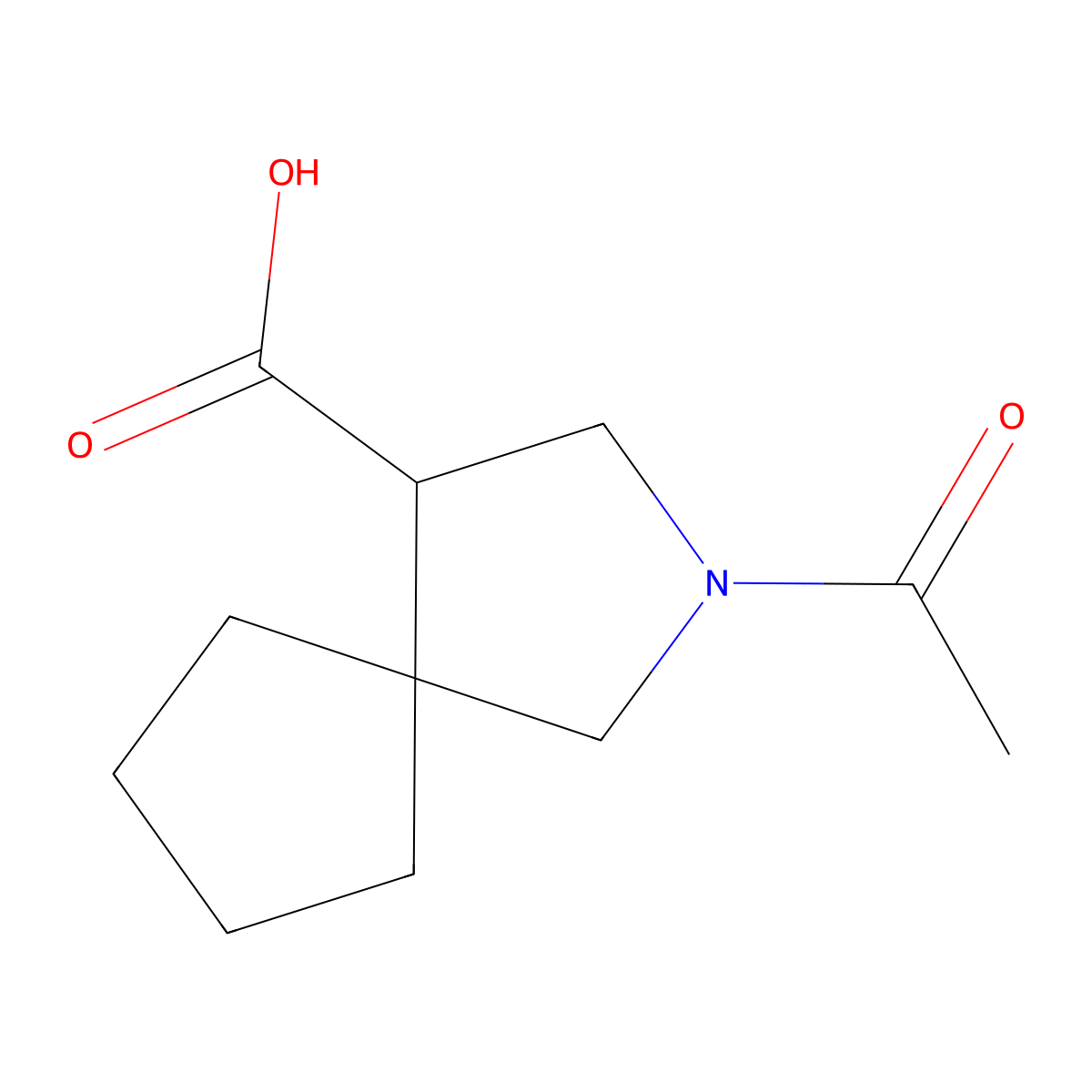 2-Acetyl-2-azaspiro[4.4]nonane-4-carboxylic acid molecular structure, CAS 2680785-70-8