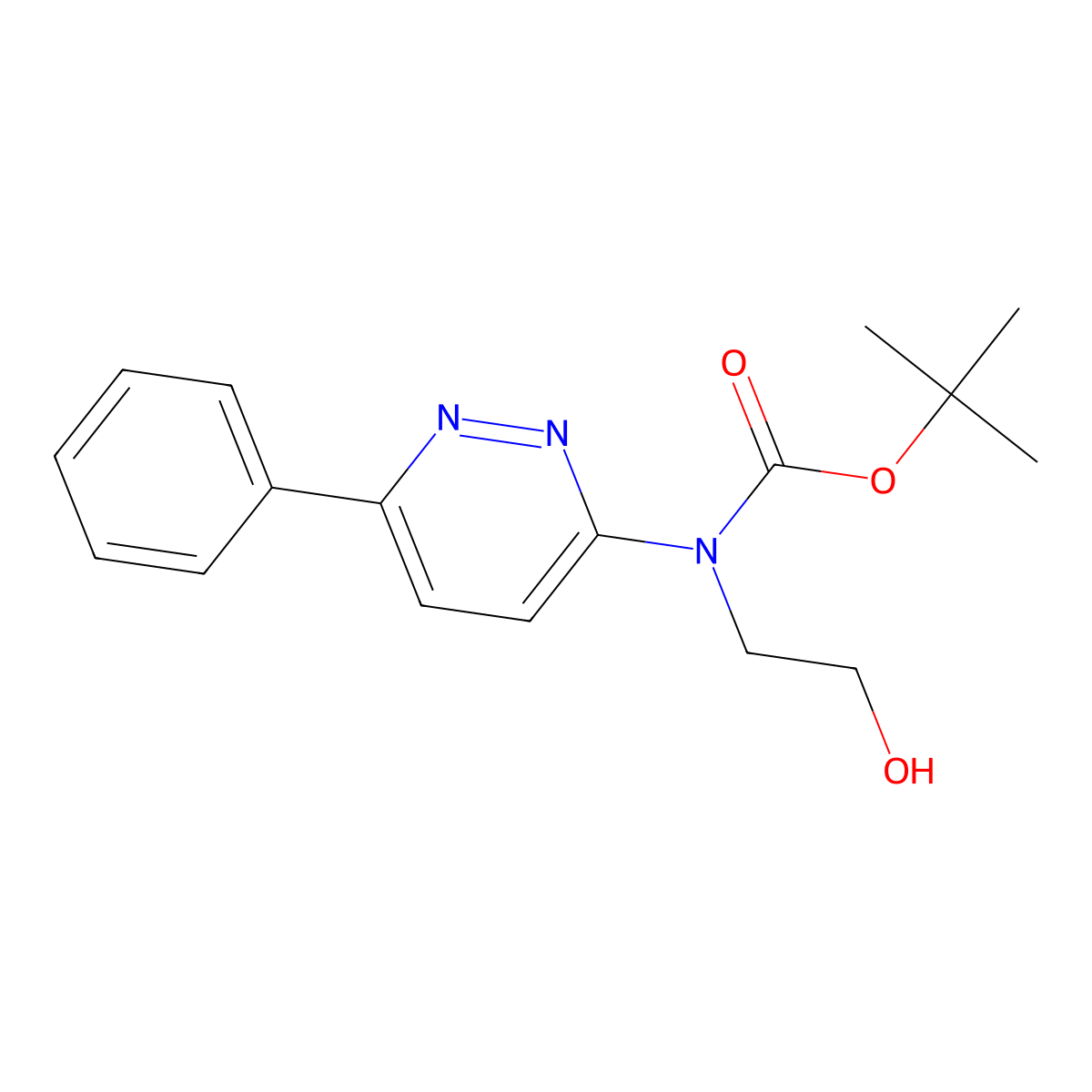 tert-butyl N-(2-hydroxyethyl)-N-(6-phenylpyridazin-3-yl)carbamate molecular structure, CAS 2680785-74-2