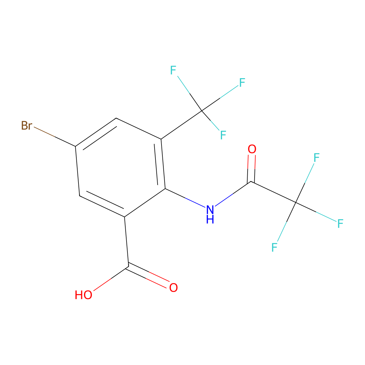 5-Bromo-2-(2,2,2-trifluoroacetamido)-3-(trifluoromethyl)benzoic acid molecular structure, CAS 2680785-80-0
