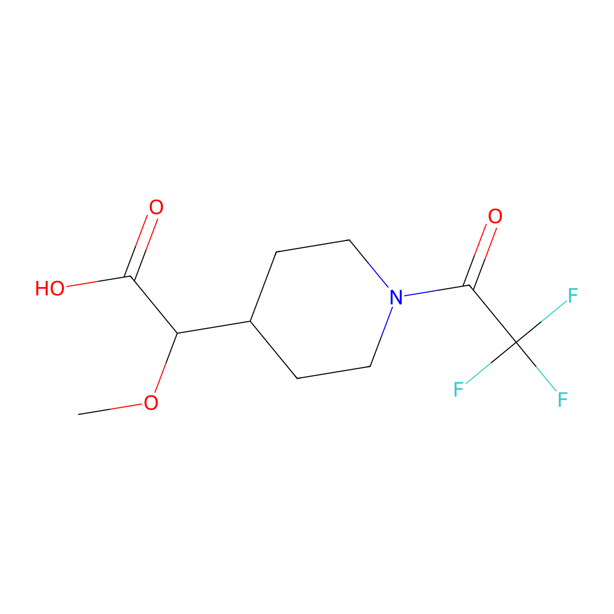 2-Methoxy-2-[1-(2,2,2-trifluoroacetyl)piperidin-4-yl]acetic acid molecular structure, CAS 2680785-81-1