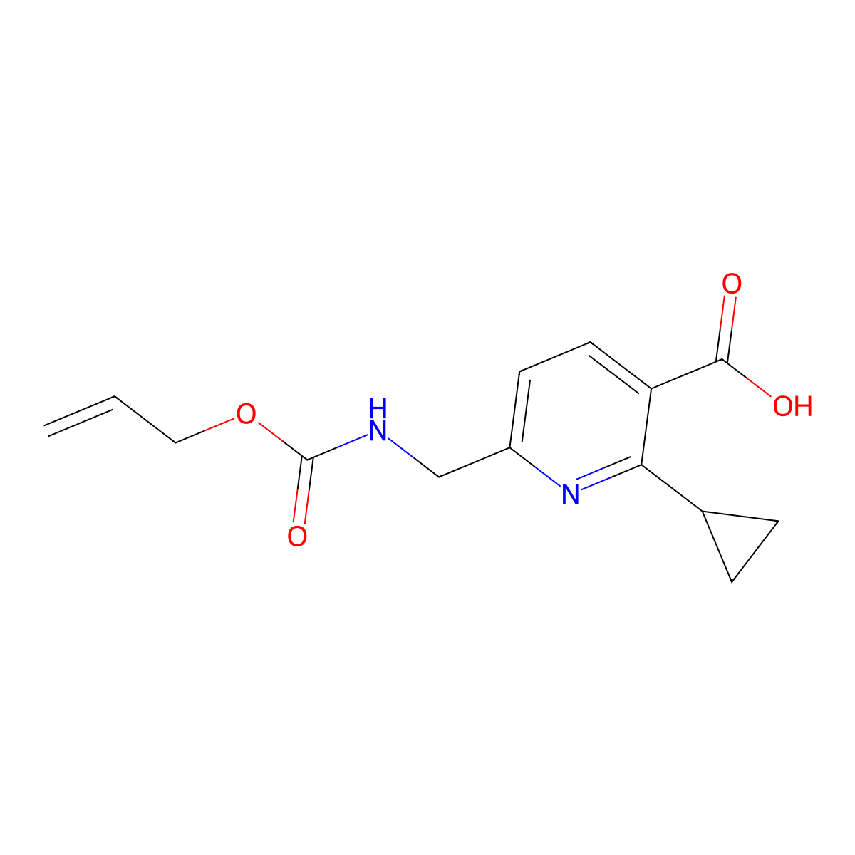 2-Cyclopropyl-6-({[(prop-2-en-1-yloxy)carbonyl]amino}methyl)pyridine-3-carboxylic acid molecular structure, CAS 2680785-82-2