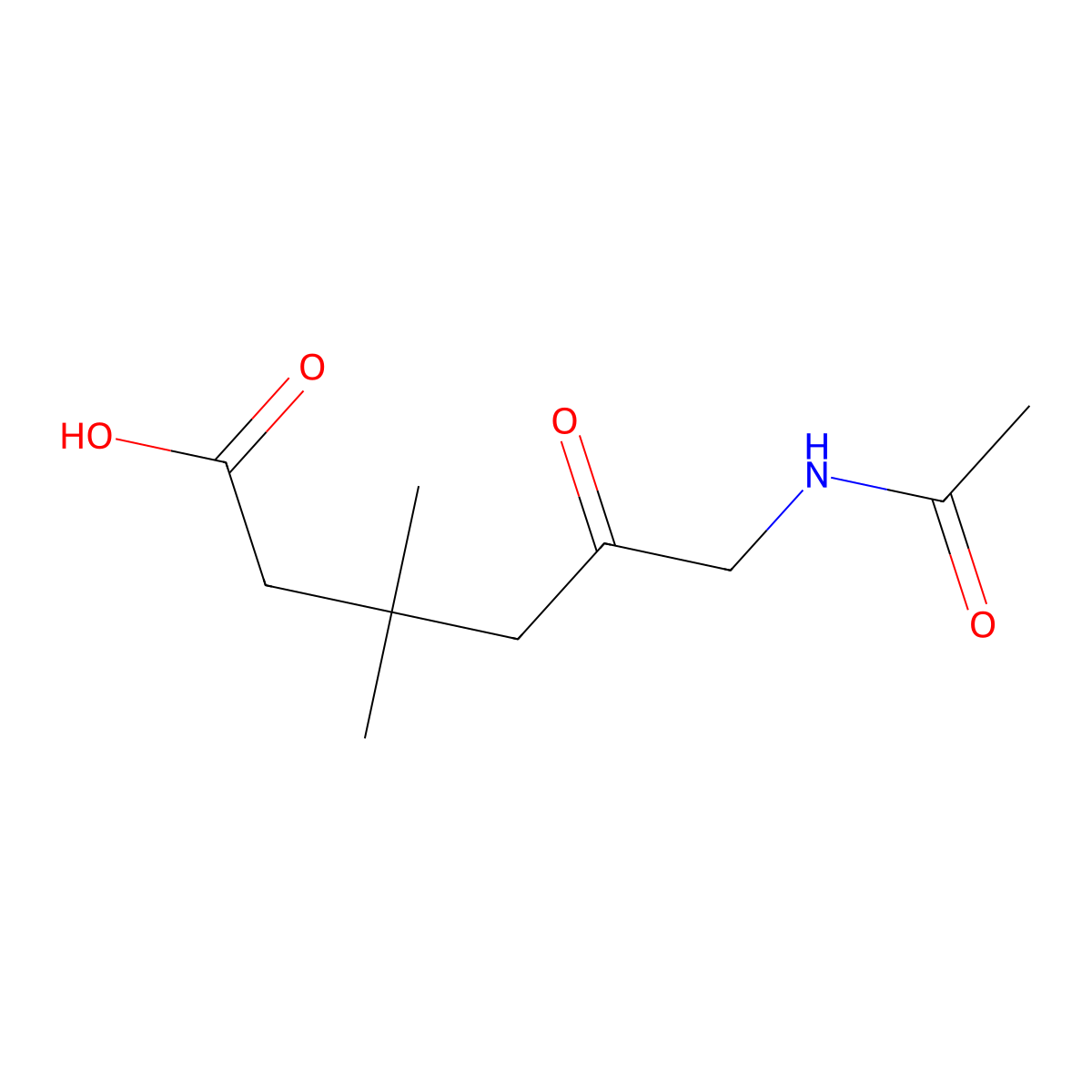 6-Acetamido-3,3-dimethyl-5-oxohexanoic acid molecular structure, CAS 2680785-87-7