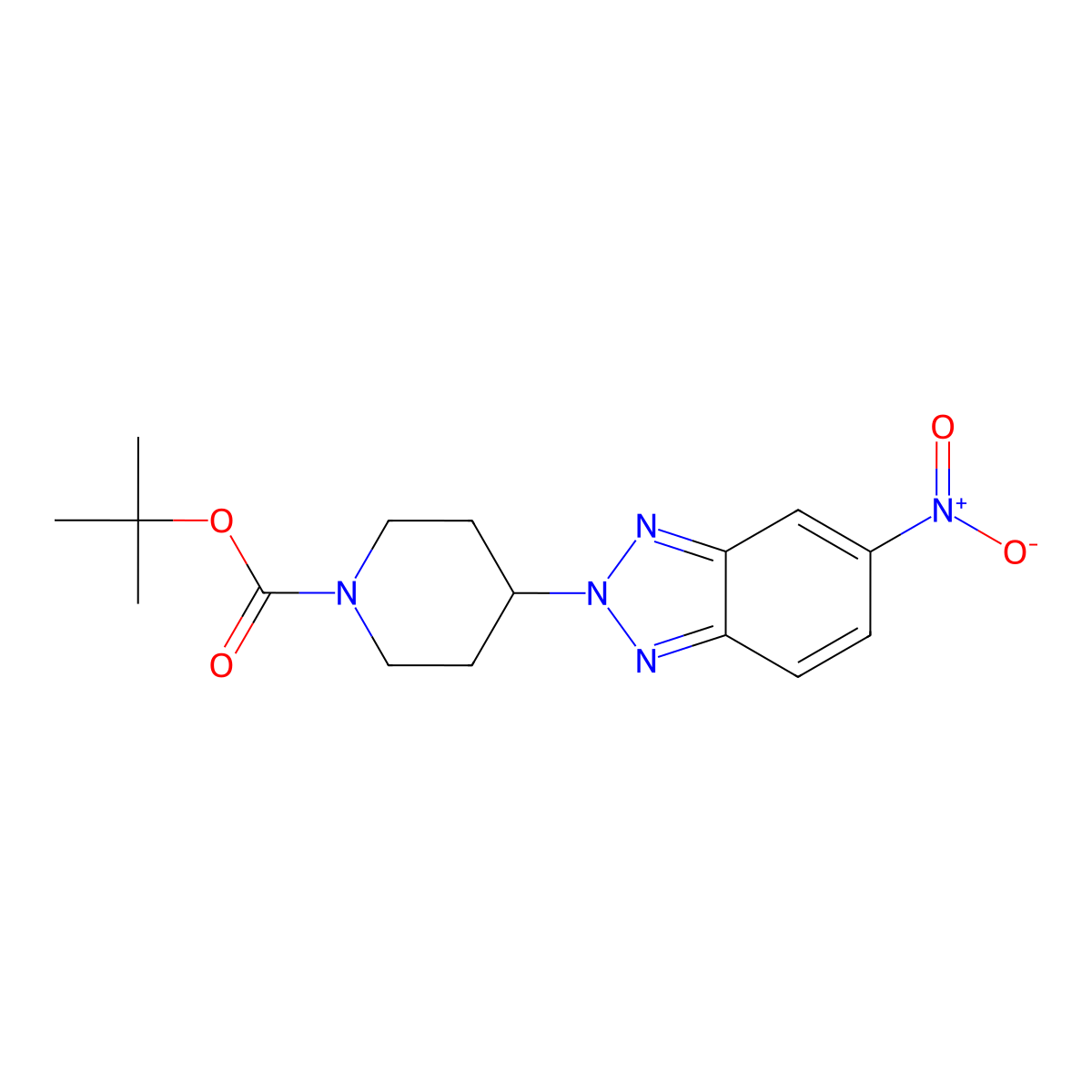 tert-butyl 4-(5-nitro-2H-1,2,3-benzotriazol-2-yl)piperidine-1-carboxylate molecular structure, CAS 2680785-93-5