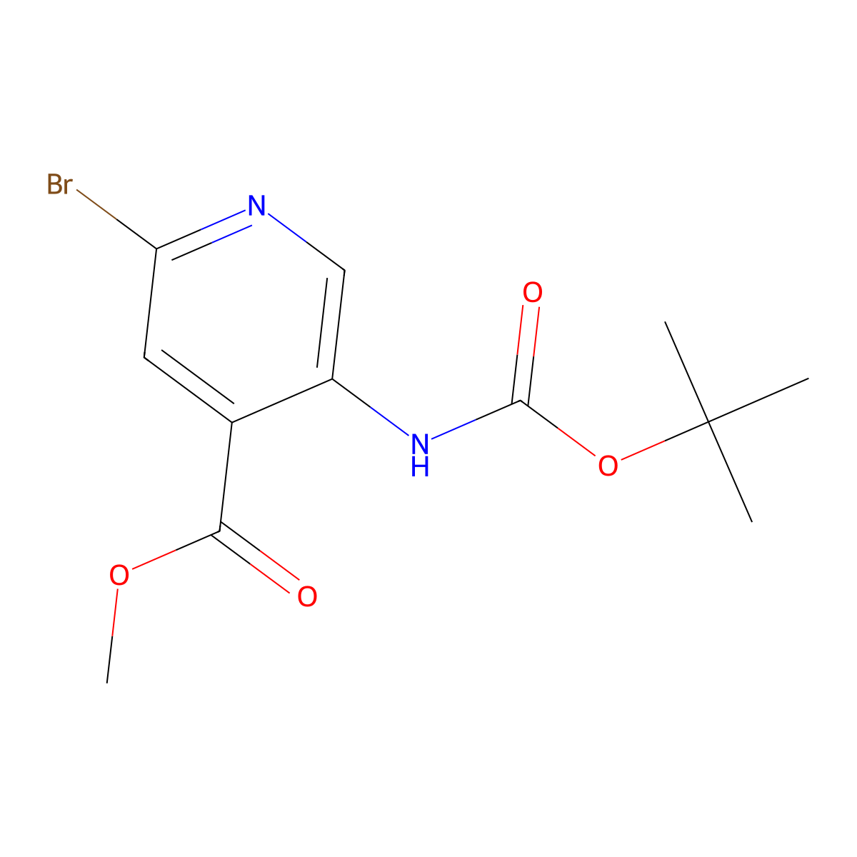 Methyl 2-bromo-5-{[(tert-butoxy)carbonyl]amino}pyridine-4-carboxylate molecular structure, CAS 2680785-95-7