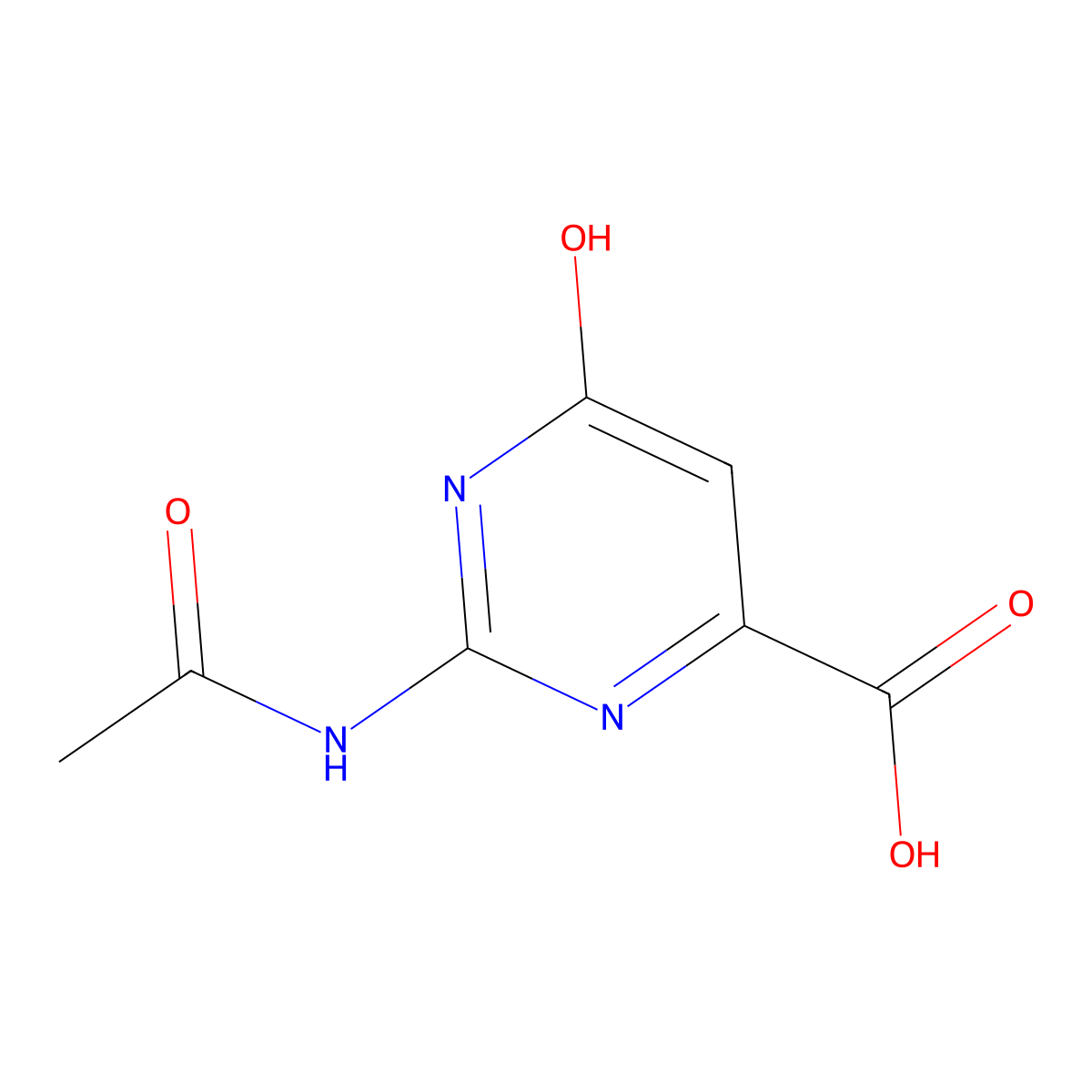 2-Acetamido-6-hydroxypyrimidine-4-carboxylic acid molecular structure, CAS 2680786-00-7
