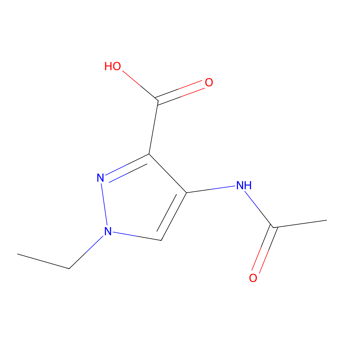 4-acetamido-1-ethyl-1H-pyrazole-3-carboxylic acid molecular structure, CAS 2680786-01-8