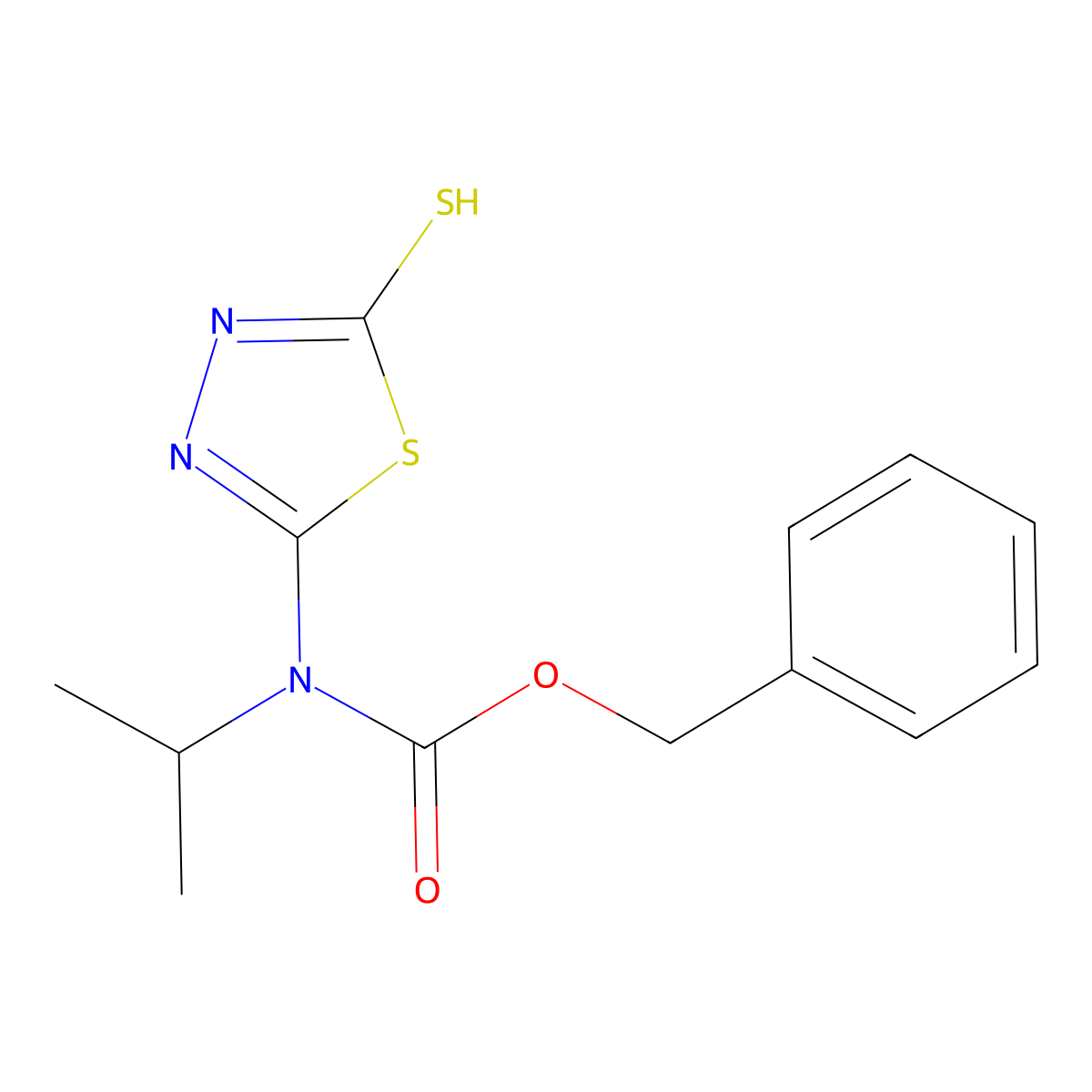 benzyl N-(propan-2-yl)-N-(5-sulfanyl-1,3,4-thiadiazol-2-yl)carbamate molecular structure, CAS 2680786-04-1