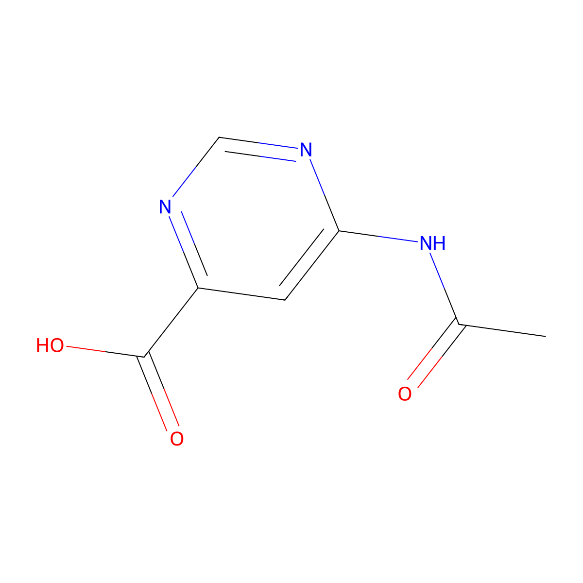 6-Acetamidopyrimidine-4-carboxylic acid molecular structure, CAS 2680786-05-2