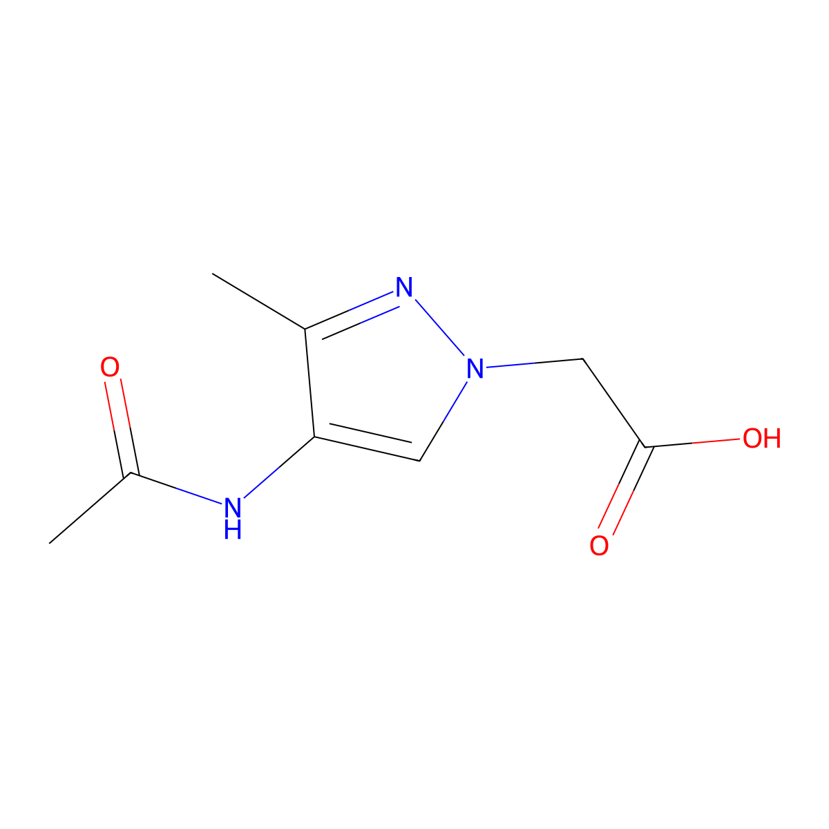 2-(4-acetamido-3-methyl-1H-pyrazol-1-yl)acetic acid molecular structure, CAS 2680786-09-6