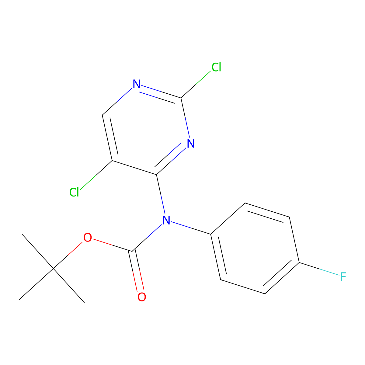 tert-butyl N-(2,5-dichloropyrimidin-4-yl)-N-(4-fluorophenyl)carbamate molecular structure, CAS 2680786-16-5