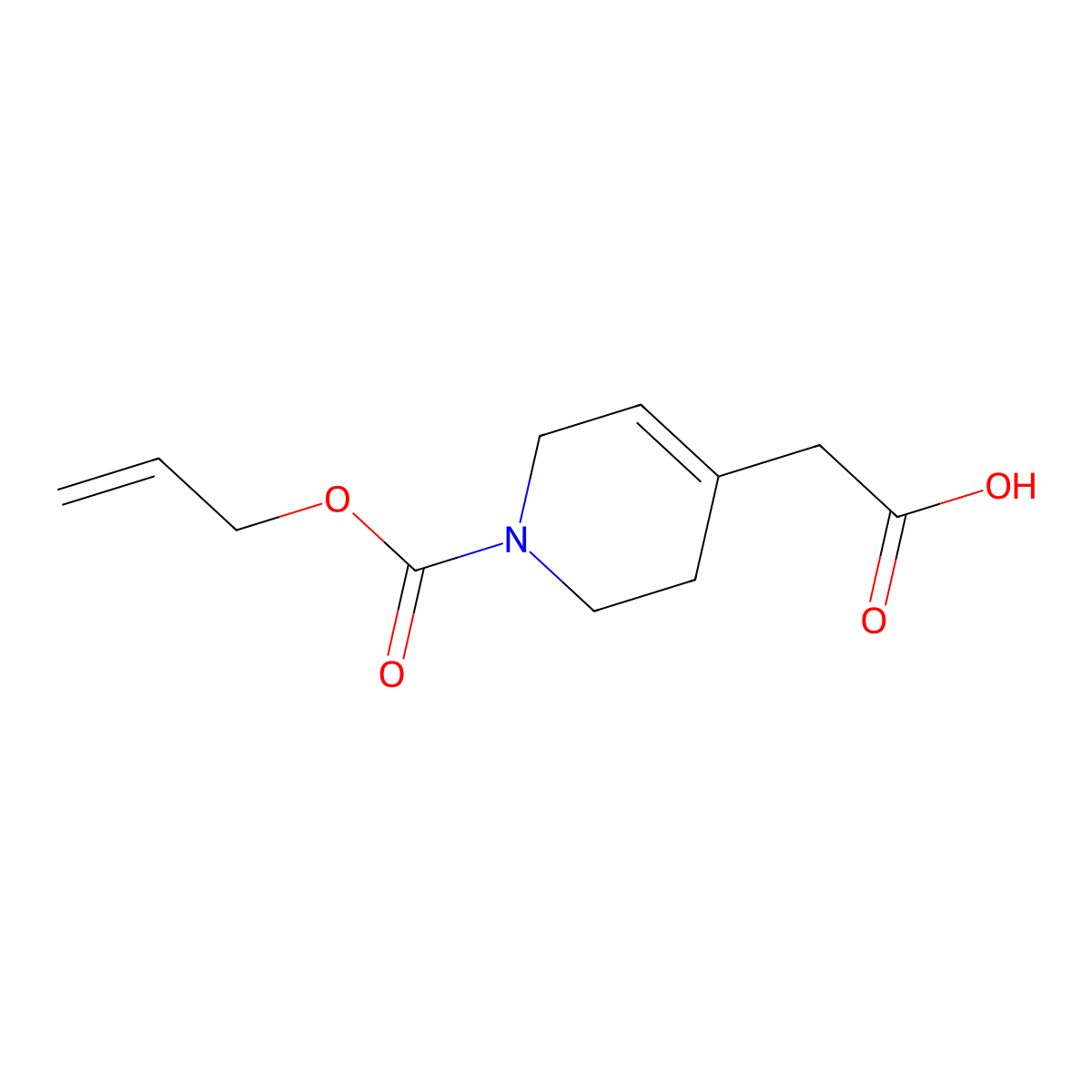 2-{1-[(Prop-2-en-1-yloxy)carbonyl]-1,2,3,6-tetrahydropyridin-4-yl}acetic acid molecular structure, CAS 2680786-20-1