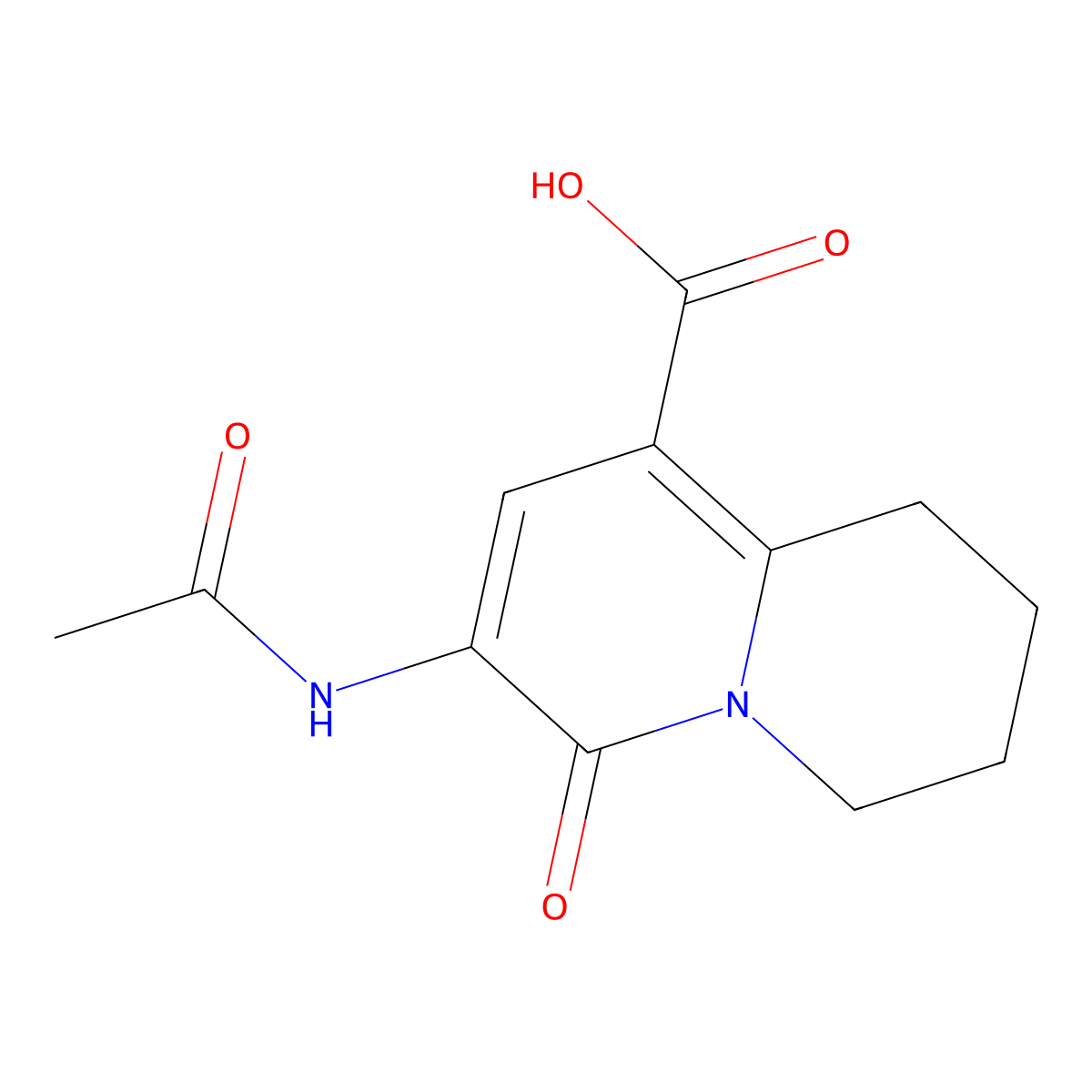 7-acetamido-6-oxo-2,3,4,6-tetrahydro-1H-quinolizine-9-carboxylic acid molecular structure, CAS 2680786-25-6