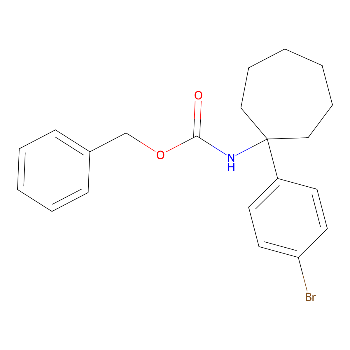 benzyl N-[1-(4-bromophenyl)cycloheptyl]carbamate molecular structure, CAS 2680786-28-9