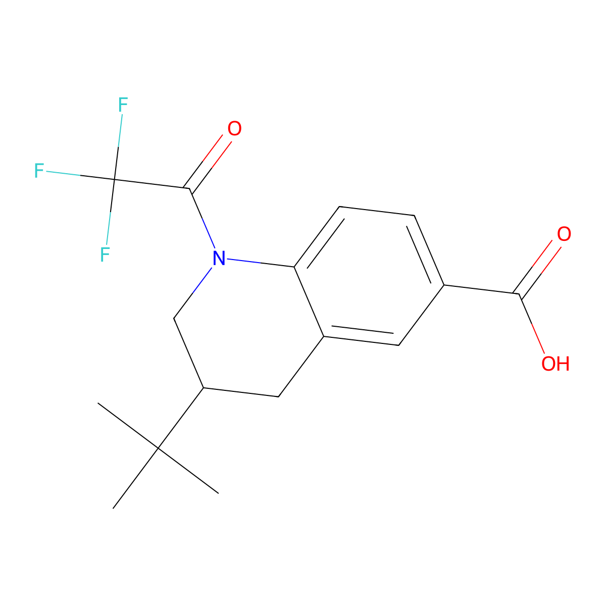 3-Tert-butyl-1-(2,2,2-trifluoroacetyl)-1,2,3,4-tetrahydroquinoline-6-carboxylic acid molecular structure, CAS 2680786-31-4