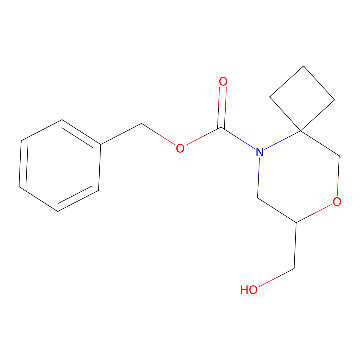 Benzyl 7-(hydroxymethyl)-8-oxa-5-azaspiro[3.5]nonane-5-carboxylate molecular structure, CAS 2680786-34-7