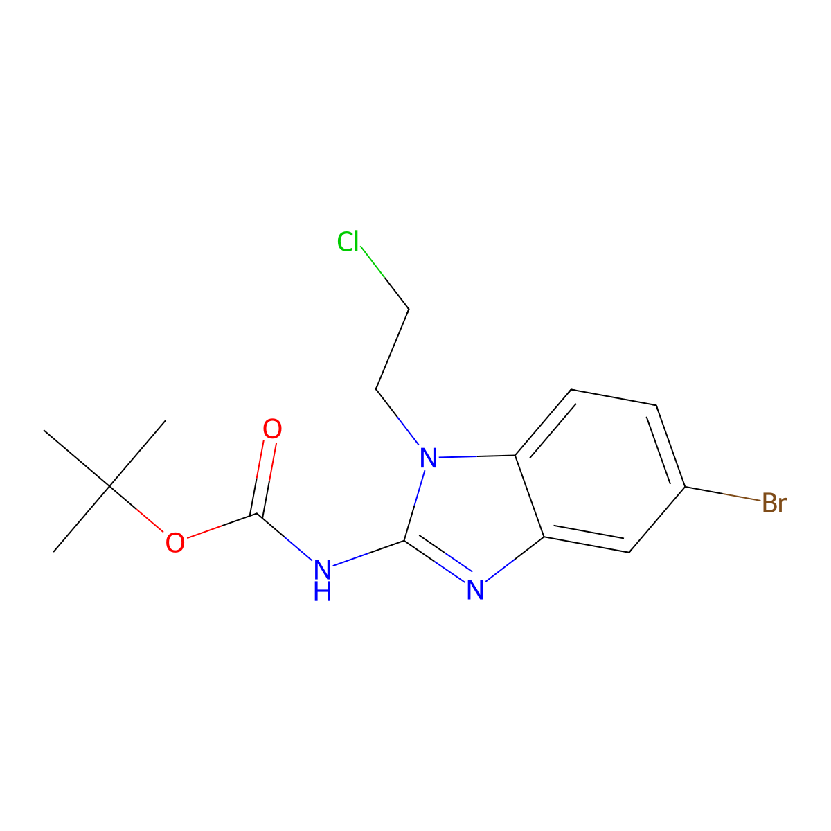 tert-butyl N-[5-bromo-1-(2-chloroethyl)-1H-1,3-benzodiazol-2-yl]carbamate molecular structure, CAS 2680786-35-8